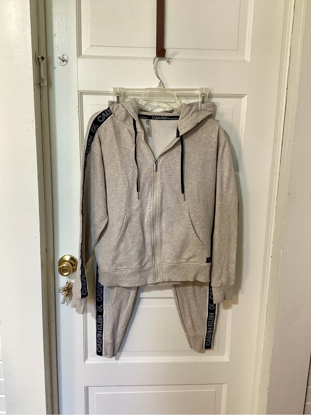 Calvin Klein Women’s' Light Gray Zip Hoodie & Jogger Set
